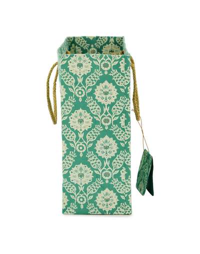 Teal Paper Printed Sarkhaab Gift Bag- Medium Teal Paper Printed Sarkhaab Gift Bag- Medium