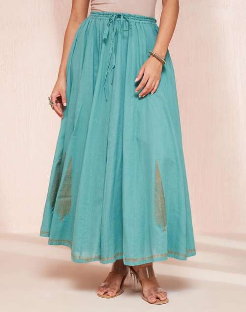 Turquoise Cotton Ghera Skirt Turquoise Cotton Ghera Skirt