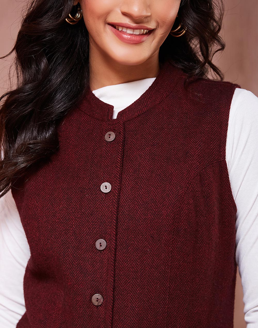 Maroon Wool Waist Length Jacket Maroon Wool Waist Length Jacket