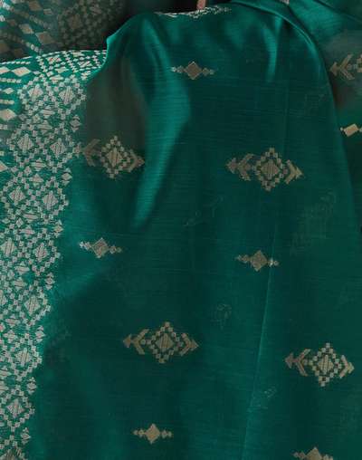 Green Cotton Silk Blend Banarsi Dupatta Green Cotton Silk Blend Banarsi Dupatta