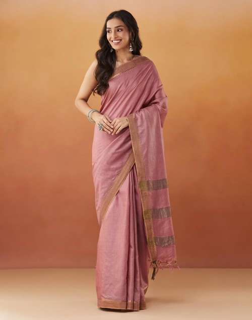 Pink Silk Blend Woven Sari Pink Silk Blend Woven Sari