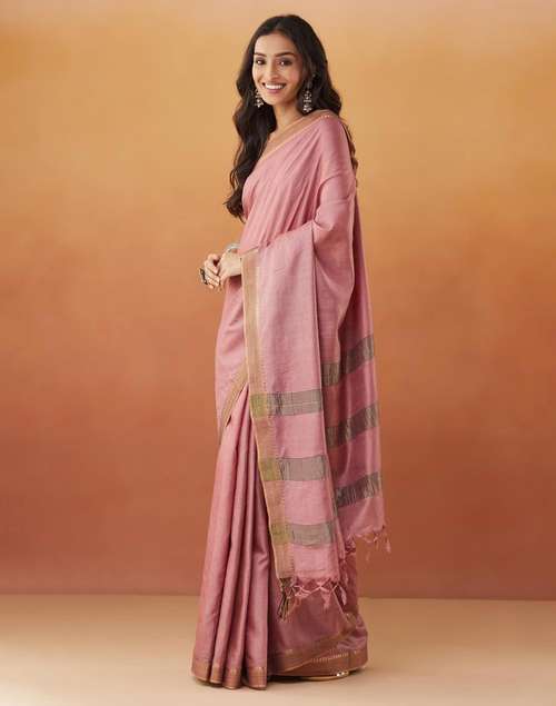 Pink Silk Blend Woven Sari Pink Silk Blend Woven Sari