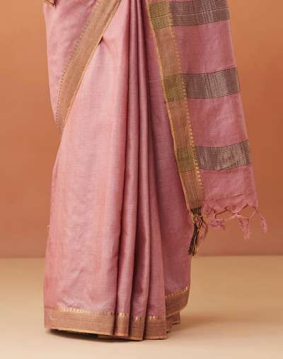 Pink Silk Blend Woven Sari Pink Silk Blend Woven Sari
