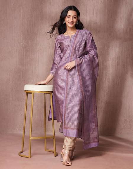 Printed Kurta Set Fabindia Salwar Kameez Online Buy Purple Cotton