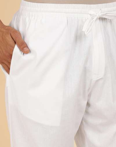 FabBasics White Cotton Woven Kurta & Pyjama Set FabBasics White Cotton Woven Kurta & Pyjama Set