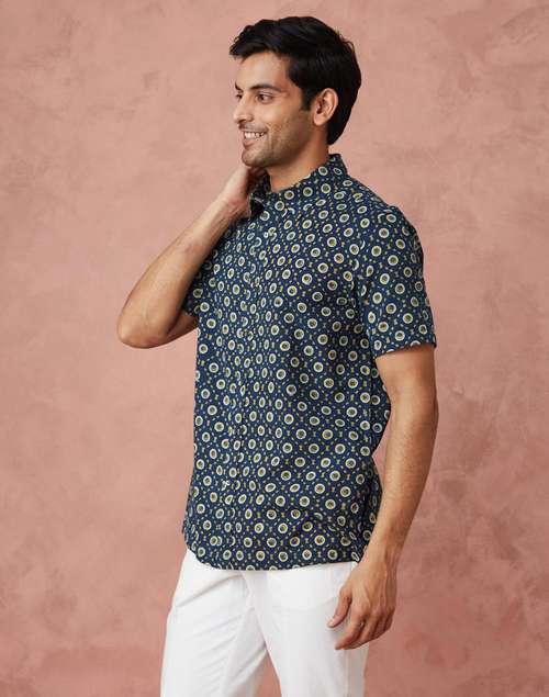 Blue Cotton Printed Shirt Blue Cotton Printed Shirt