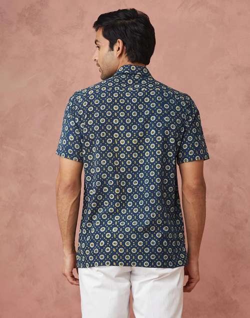 Blue Cotton Printed Shirt Blue Cotton Printed Shirt