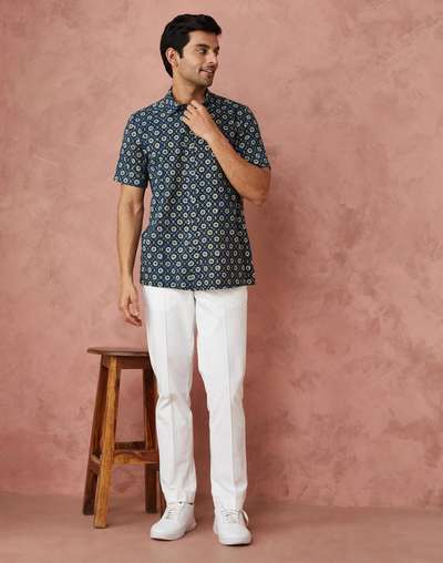 Blue Cotton Printed Shirt Blue Cotton Printed Shirt
