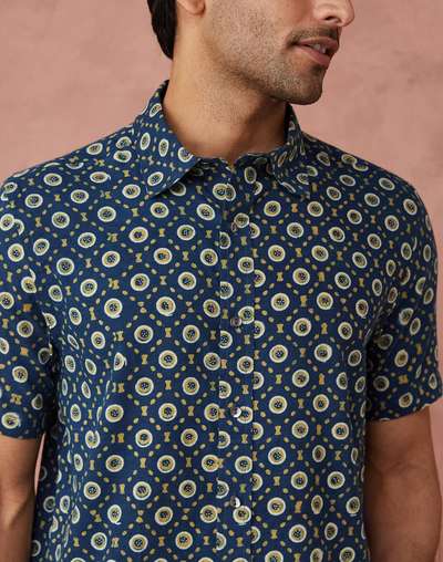 Blue Cotton Printed Shirt Blue Cotton Printed Shirt