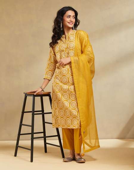 Yellow Fabindia Salwar Suits Online Dress Fabindia Salwar Kameez