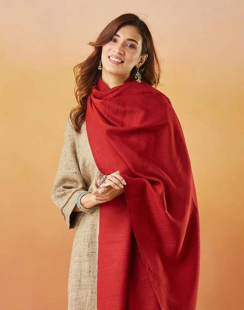 Red Wool Woven Shawl Red Wool Woven Shawl