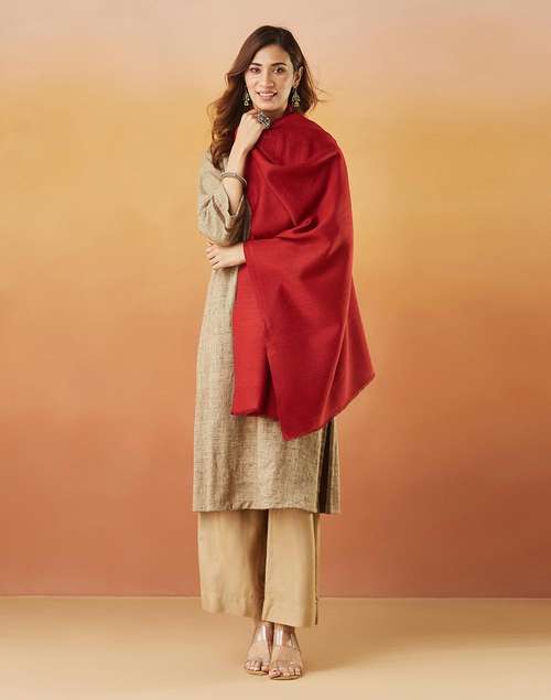 Red Wool Woven Shawl Red Wool Woven Shawl