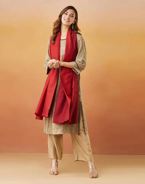 Red Wool Woven Shawl Red Wool Woven Shawl