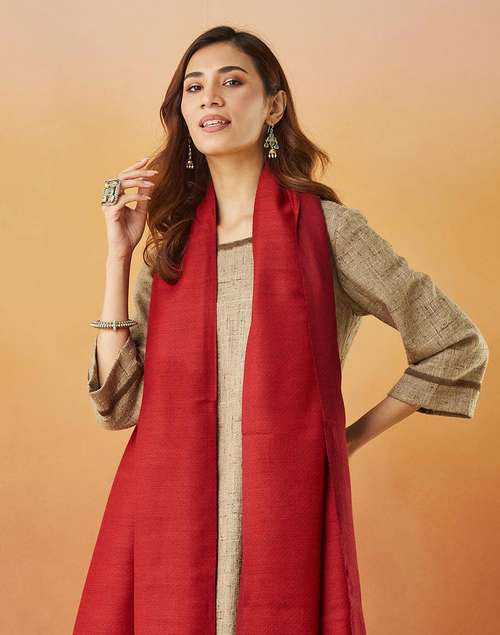 Red Wool Woven Shawl Red Wool Woven Shawl