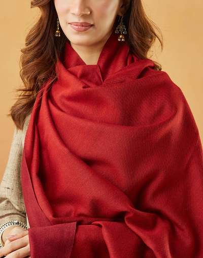Red Wool Woven Shawl Red Wool Woven Shawl