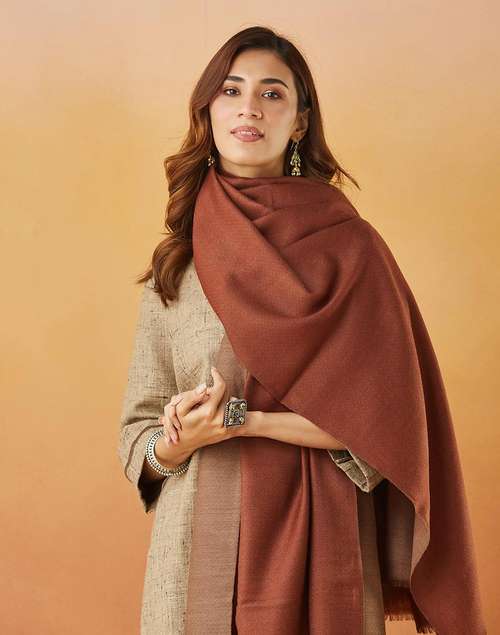Brown Wool Woven Shawl Brown Wool Woven Shawl