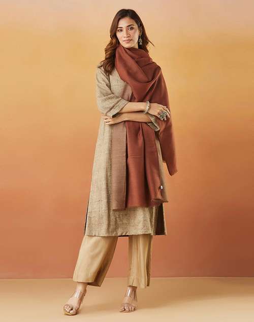 Brown Wool Woven Shawl Brown Wool Woven Shawl