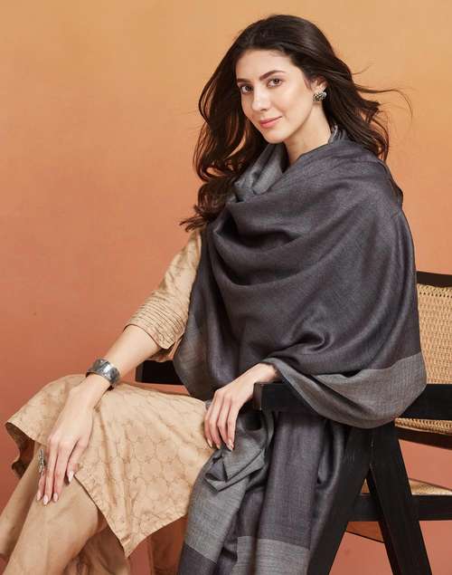 Black Wool Blend Shawl Black Wool Blend Shawl