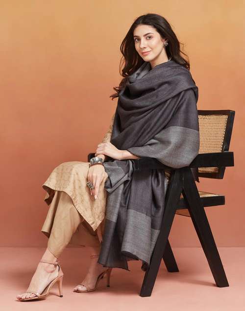 Black Wool Blend Shawl Black Wool Blend Shawl