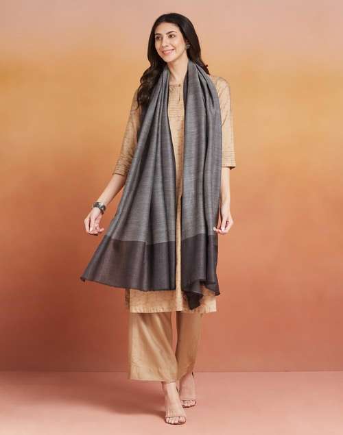 Black Wool Blend Shawl Black Wool Blend Shawl
