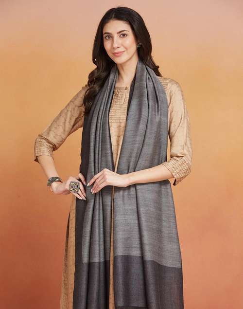 Black Wool Blend Shawl Black Wool Blend Shawl
