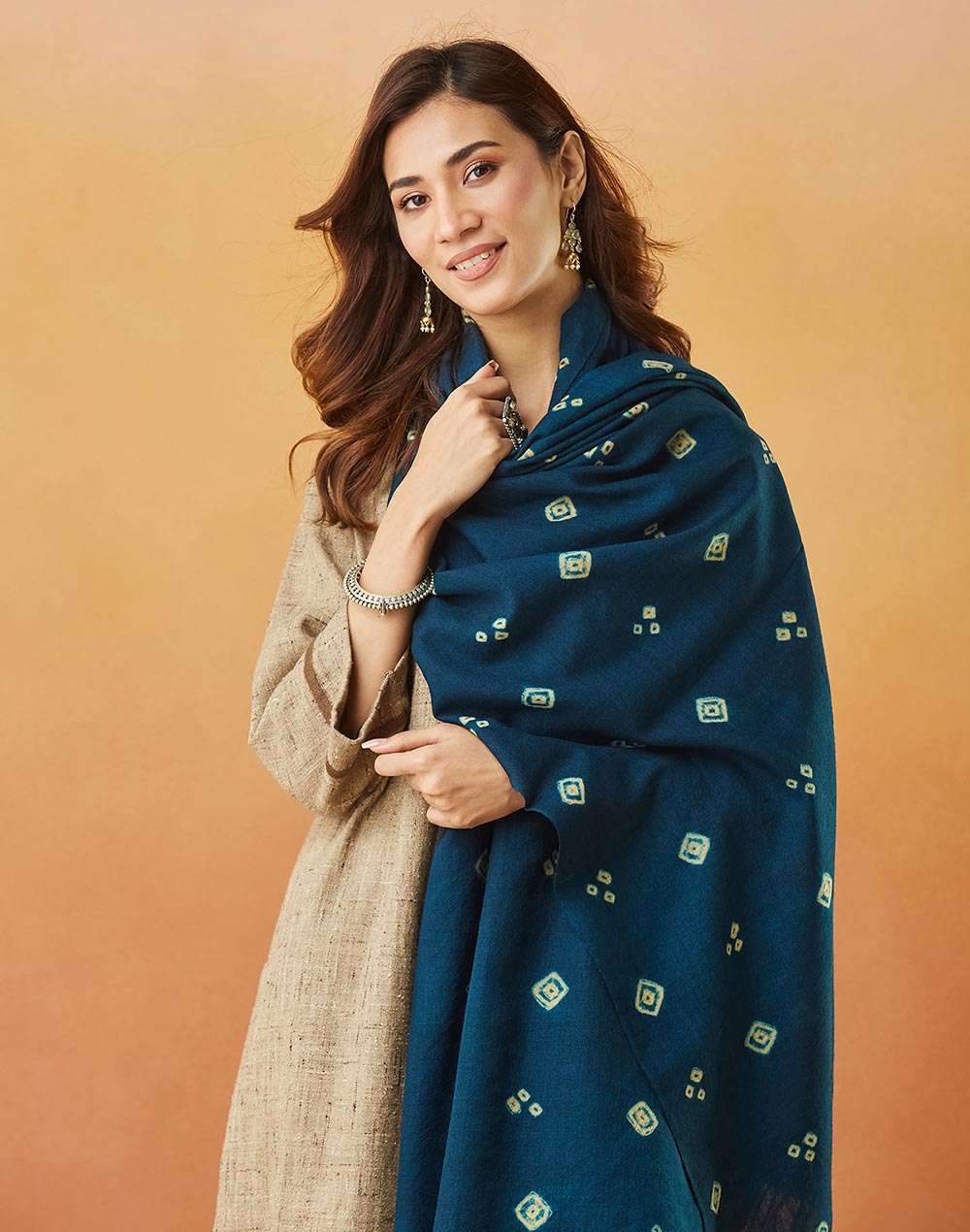 Shawls Collection Buy Indigo Wool Tie & Dye Shawl for Women Online at Fabindia | 20193723