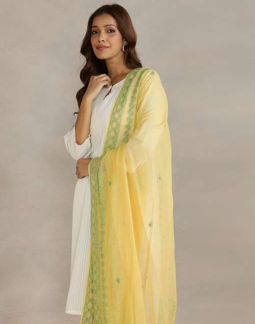 Green Cotton Silk Chikankari Dupatta Green Cotton Silk Chikankari Dupatta