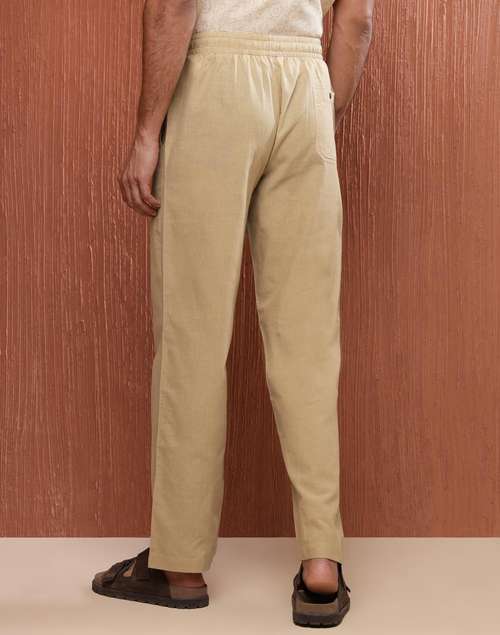 Beige Cotton Drawstring Pants Beige Cotton Drawstring Pants