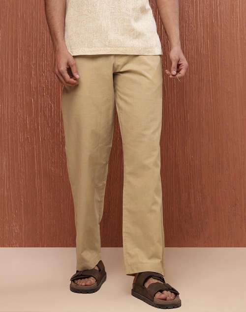 Beige Cotton Drawstring Pants Beige Cotton Drawstring Pants