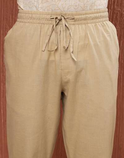 Beige Cotton Drawstring Pants Beige Cotton Drawstring Pants