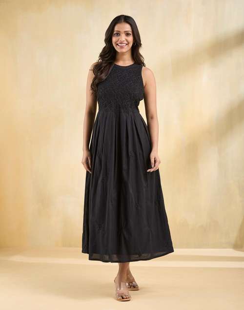 Black Cotton Chikankari Maxi Black Cotton Chikankari Maxi