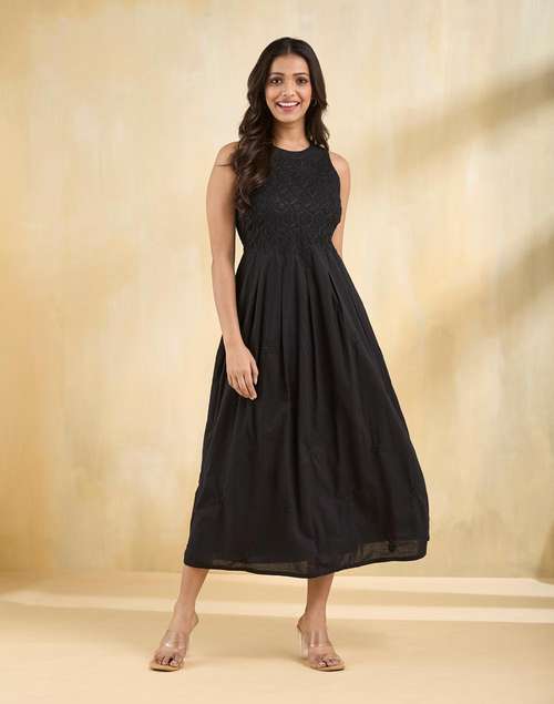 Black Cotton Chikankari Maxi Black Cotton Chikankari Maxi