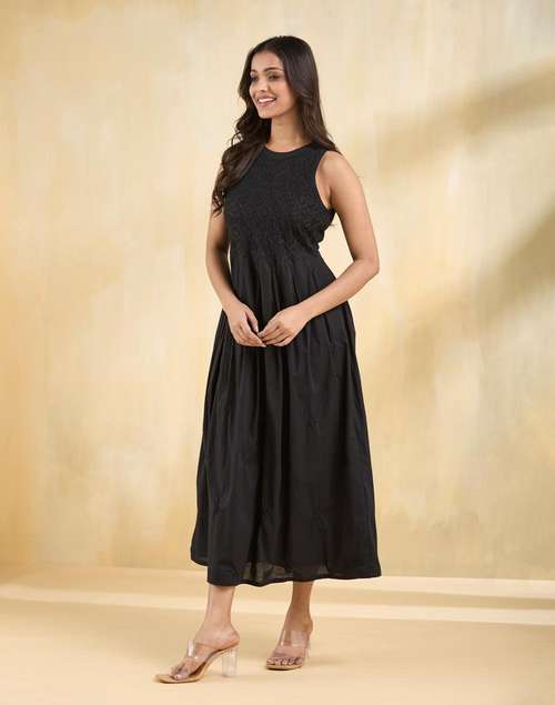 Black Cotton Chikankari Maxi Black Cotton Chikankari Maxi