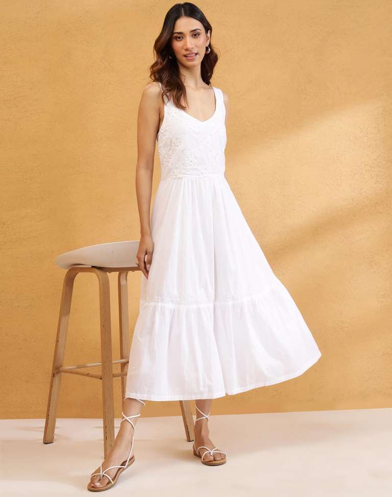 Chikankari Dress Womens White Cotton Dress Hand Embroidered White Chikankari Long Angrakha Maxi, Lucknowi Chikankari Dress Womens White Cotton Dress Hand Embroidered White Chikankari Long Angrakha Maxi, Lucknowi