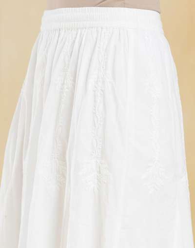 White Cotton Chikankari Skirt Maxi White Cotton Chikankari Skirt Maxi