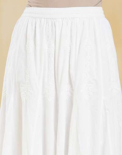 White Cotton Chikankari Skirt Maxi White Cotton Chikankari Skirt Maxi