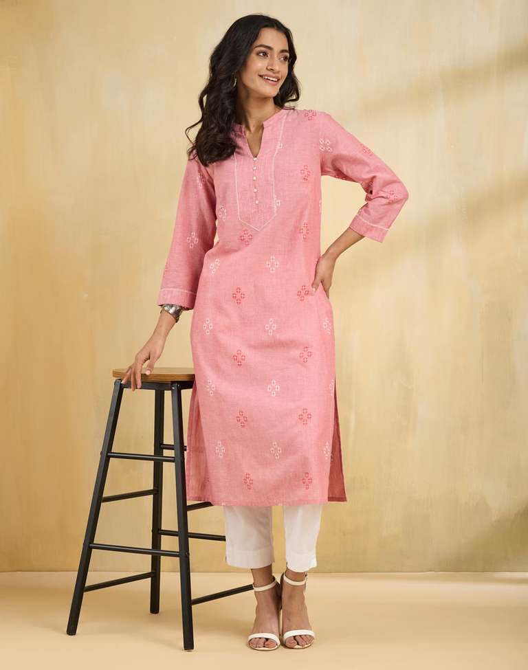 Pink Fabindia Kurtis On Sale NEW Fabindia Cotton 3/4 Sleeve Kurta