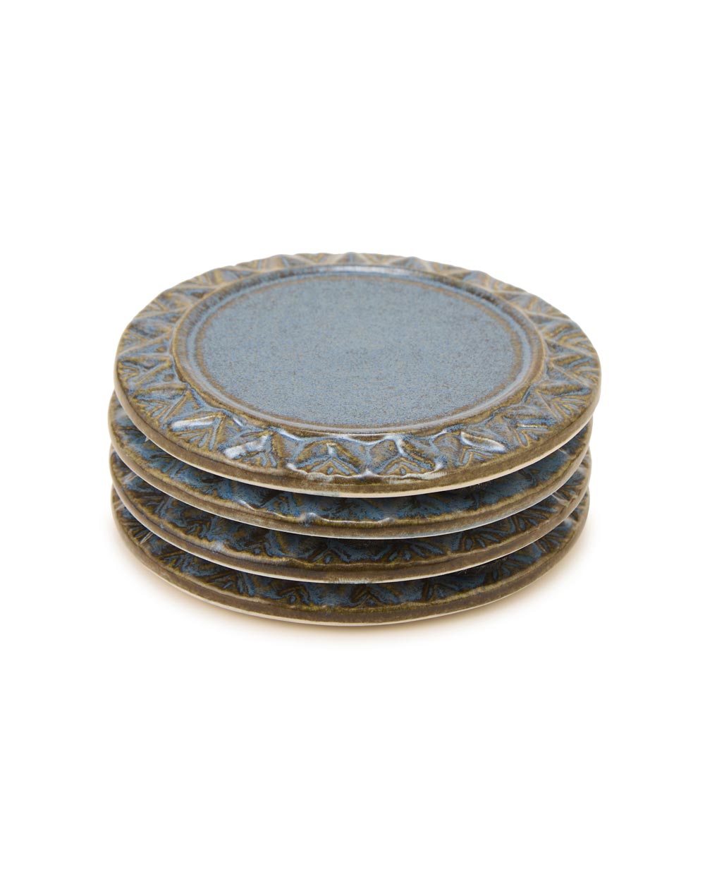 Blue Ceramic Swayam Coasters Set Of 4 Blue Ceramic Swayam Coasters Set Of 4