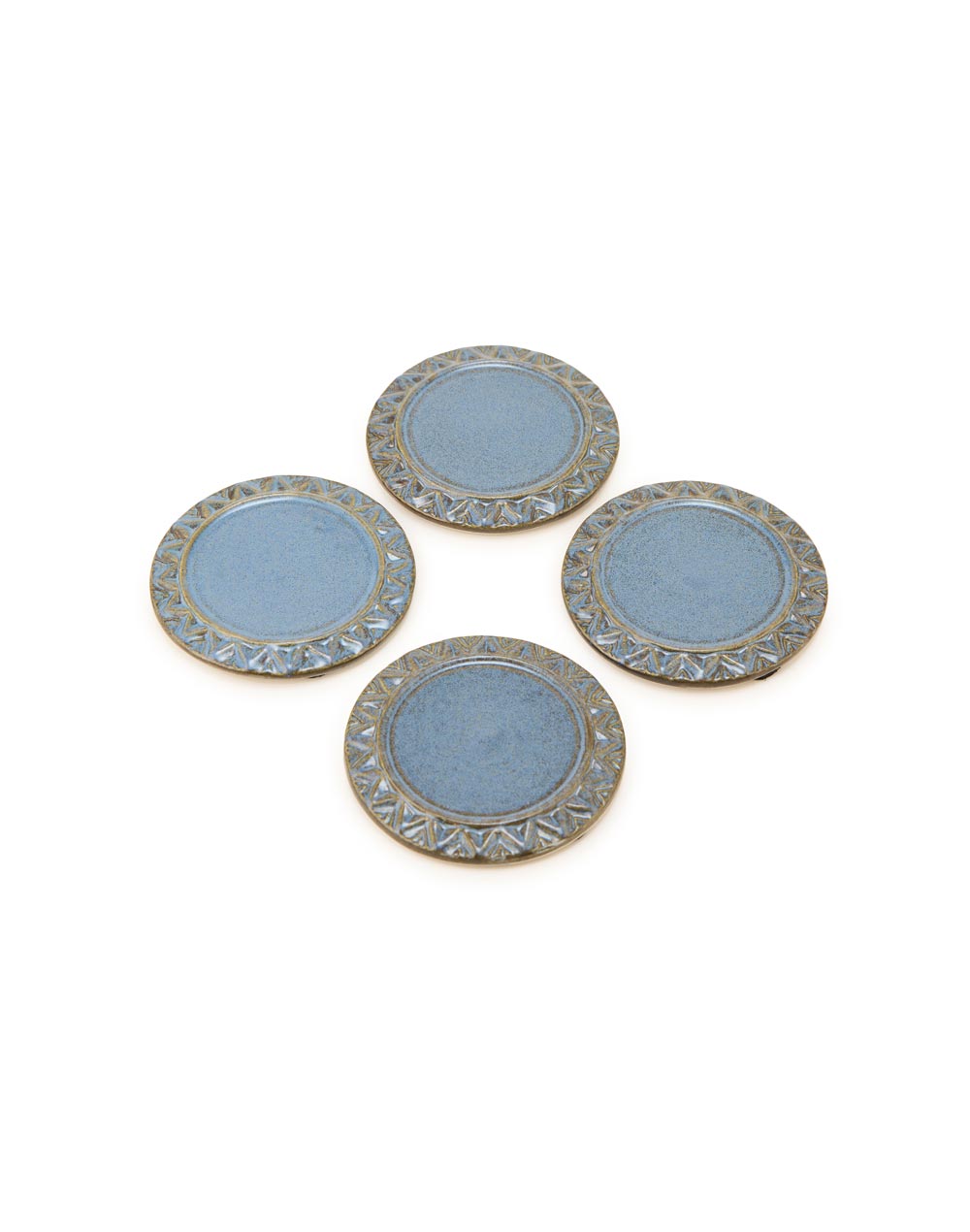 Blue Ceramic Swayam Coasters Set Of 4 Blue Ceramic Swayam Coasters Set Of 4