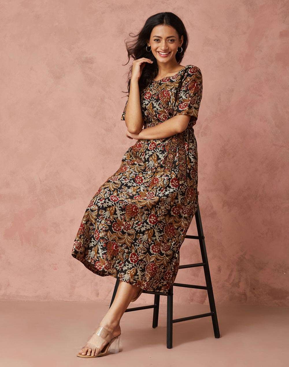 fabindia silk dresses Buy Red Cotton Silk Midi Dress for Women Online at Fabindia