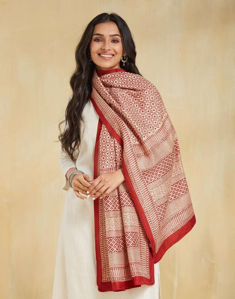 Buy Red Silk Bagh Stole for Women Online at Fabindia 20213562