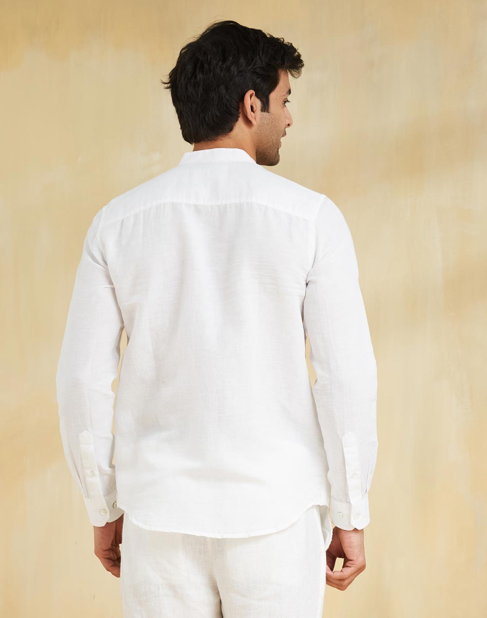 White Linen Blend Slim Fit Shirt White Linen Blend Slim Fit Shirt