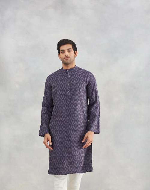 Navy Viscose Silk Slim Fit Long Kurta Navy Viscose Silk Slim Fit Long Kurta