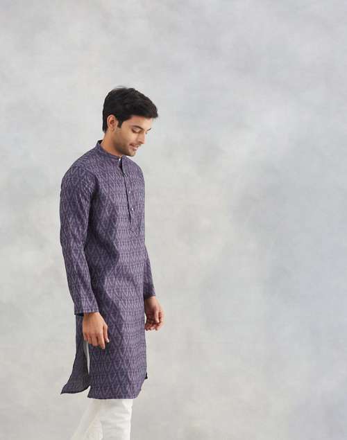 Navy Viscose Silk Slim Fit Long Kurta Navy Viscose Silk Slim Fit Long Kurta
