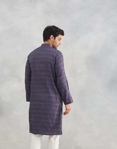 Navy Viscose Silk Slim Fit Long Kurta Navy Viscose Silk Slim Fit Long Kurta
