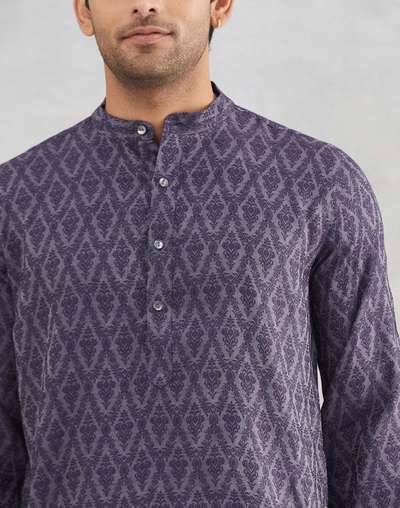 Navy Viscose Silk Slim Fit Long Kurta Navy Viscose Silk Slim Fit Long Kurta