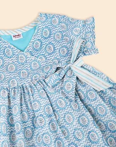 Blue Cotton Hand Block Printed Dress Blue Cotton Hand Block Printed Dress