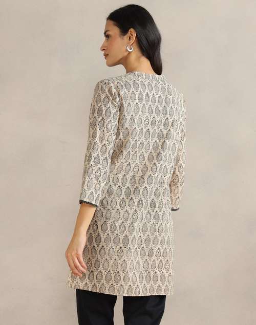 Beige Cotton Bagru Printed Slim Fit Short Kurta Beige Cotton Bagru Printed Slim Fit Short Kurta