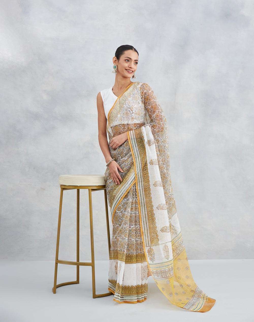 Buy Pink Cotton Silk Hand Block Printed Sari for Women Online at ...
