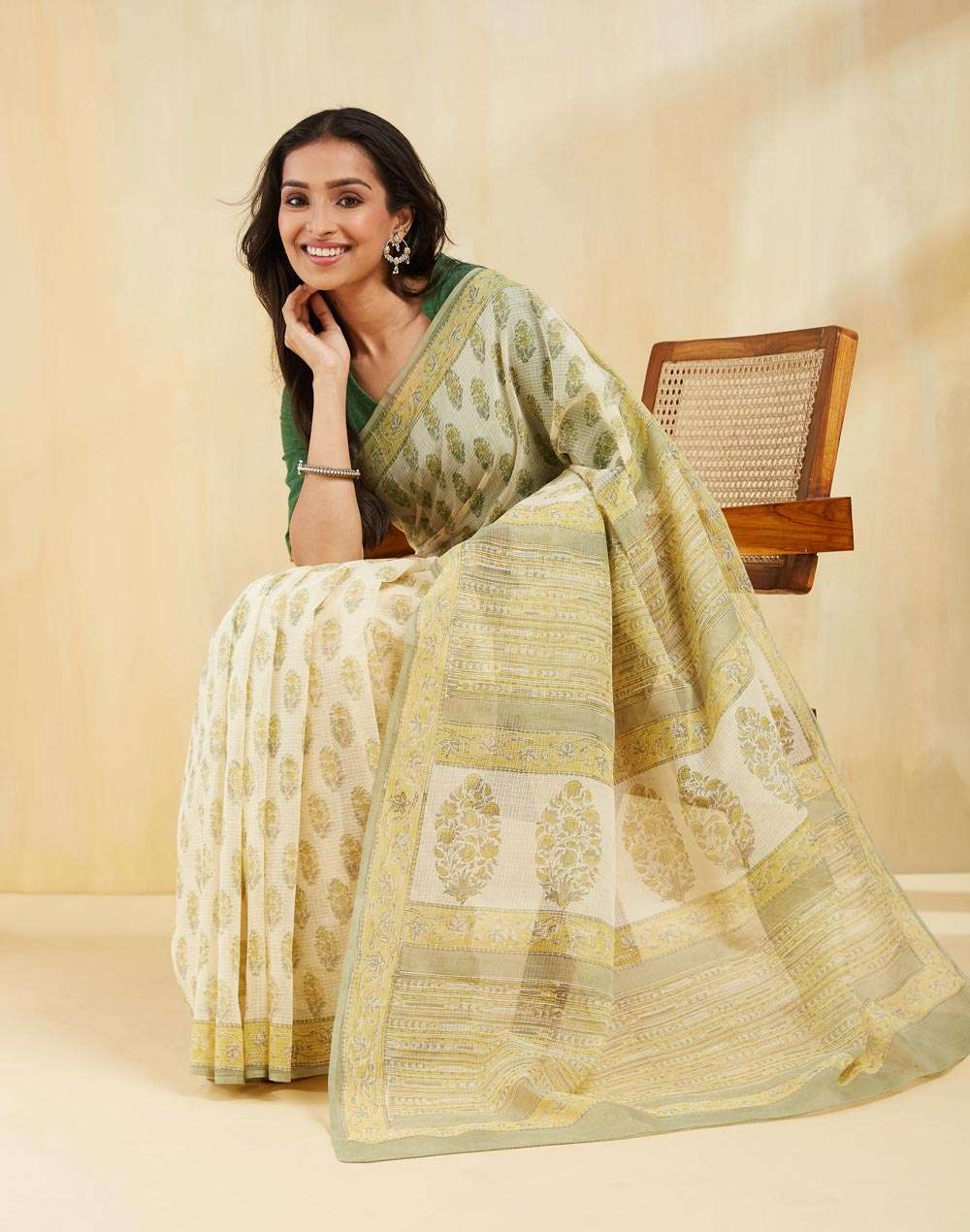 Buy Pink Cotton Silk Hand Block Printed Sari for Women Online at ...